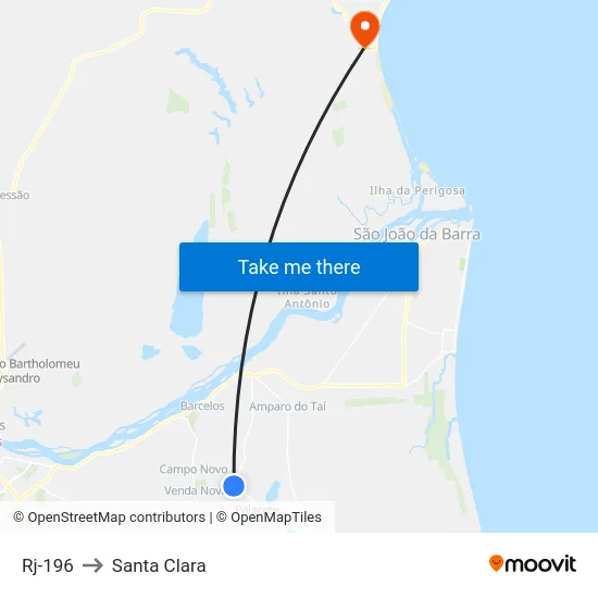 Rj-196 to Santa Clara map