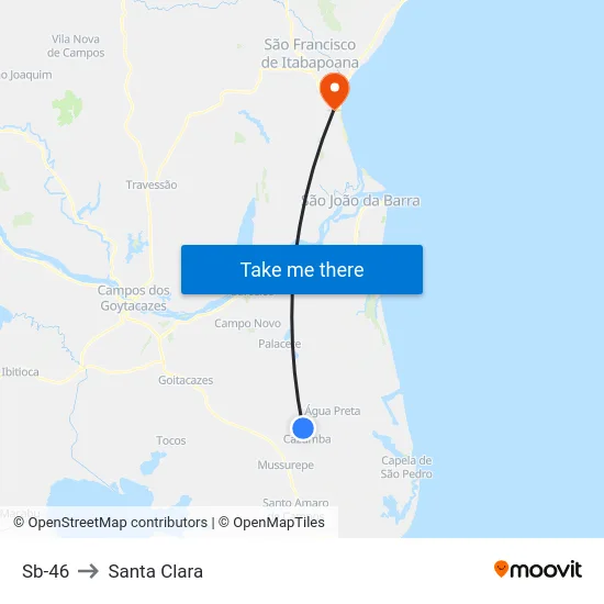 Sb-46 to Santa Clara map
