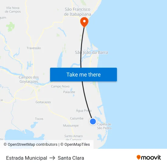 Estrada Municipal to Santa Clara map