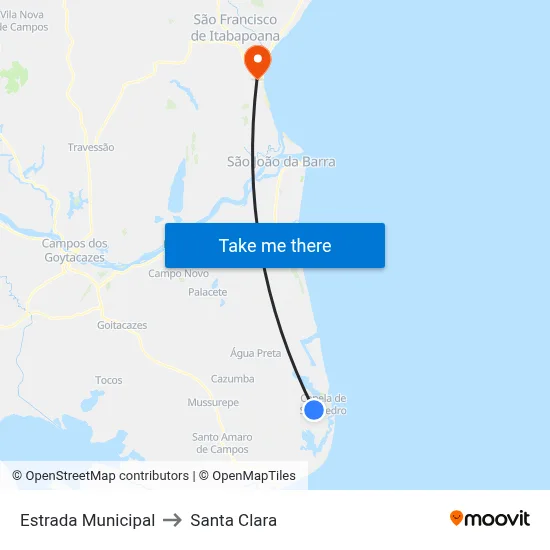 Estrada Municipal to Santa Clara map