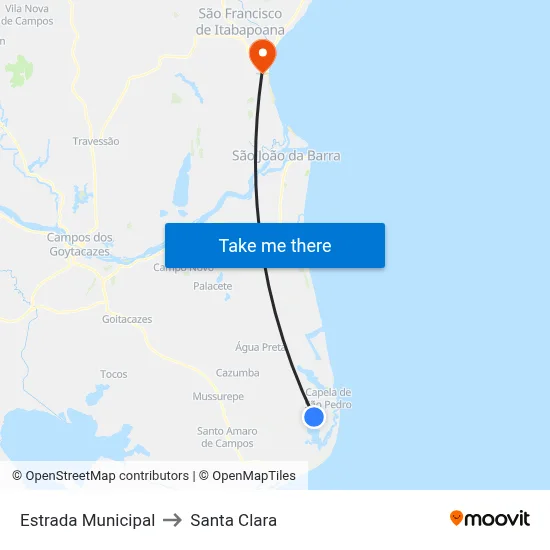 Estrada Municipal to Santa Clara map