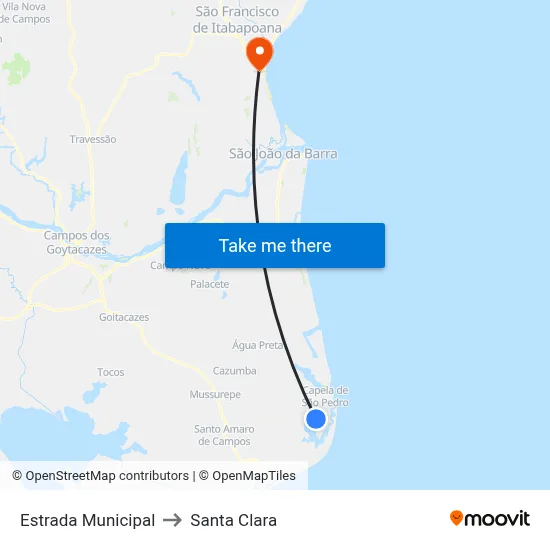 Estrada Municipal to Santa Clara map