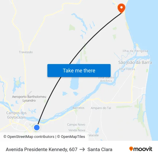 Avenida Presidente Kennedy, 607 to Santa Clara map