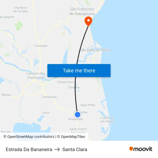 Estrada Da Bananeira to Santa Clara map