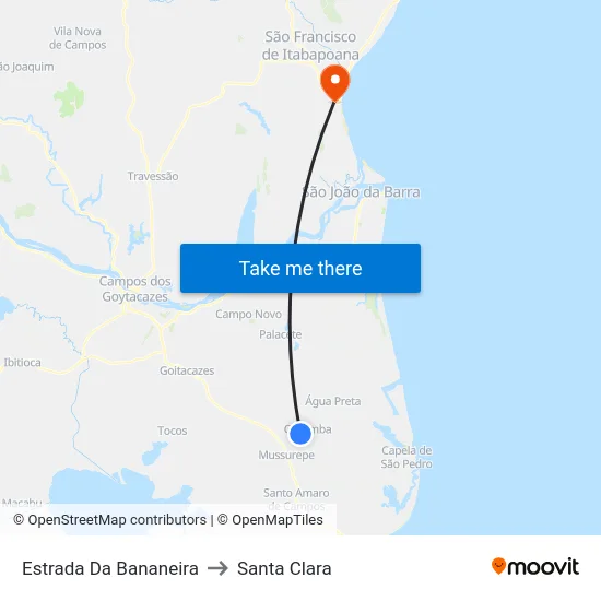 Estrada Da Bananeira to Santa Clara map