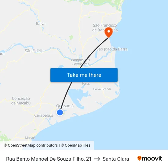 Rua Bento Manoel De Souza Filho, 21 to Santa Clara map
