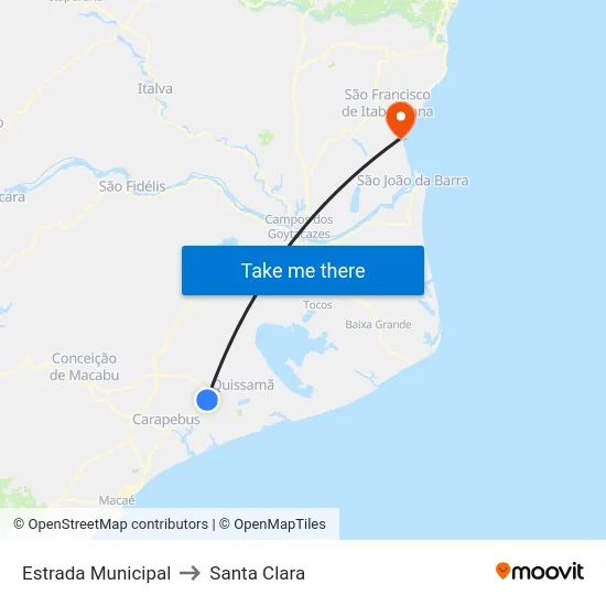 Estrada Municipal to Santa Clara map