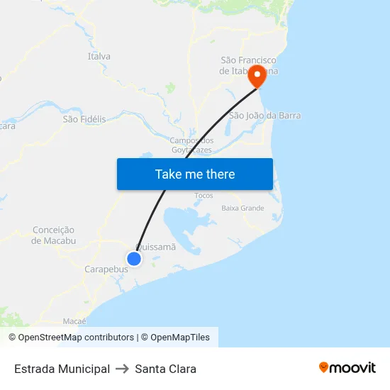 Estrada Municipal to Santa Clara map