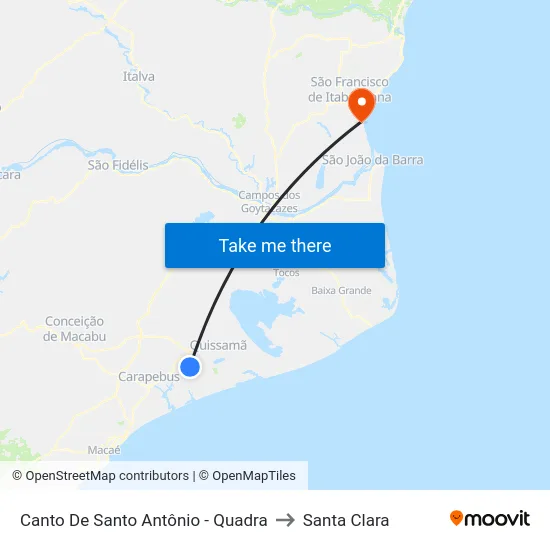 Canto De Santo Antônio - Quadra to Santa Clara map