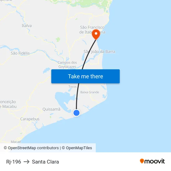Rj-196 to Santa Clara map