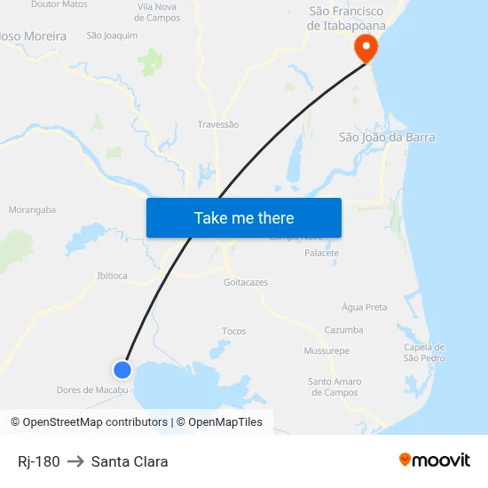 Rj-180 to Santa Clara map