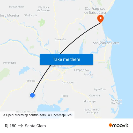 Rj-180 to Santa Clara map