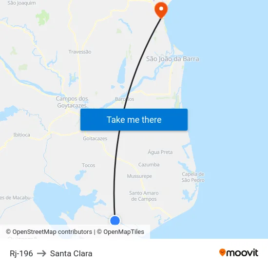 Rj-196 to Santa Clara map