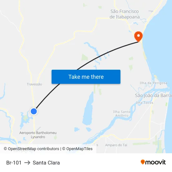 Br-101 to Santa Clara map