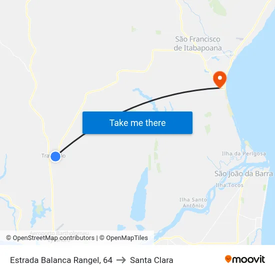 Estrada Balanca Rangel, 64 to Santa Clara map
