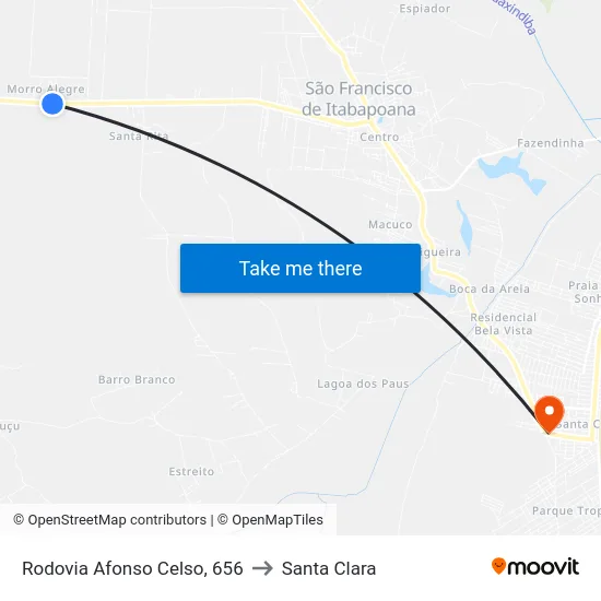 Rodovia Afonso Celso, 656 to Santa Clara map