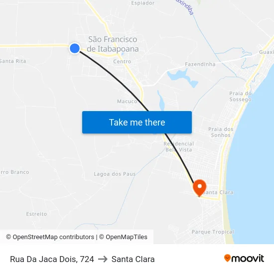 Rua Da Jaca Dois, 724 to Santa Clara map