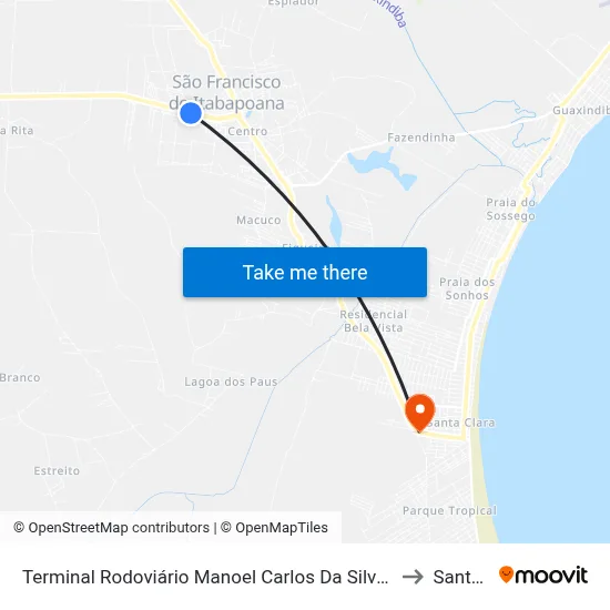 Terminal Rodoviário Manoel Carlos Da Silva (São Francisco De Itabapoana) to Santa Clara map