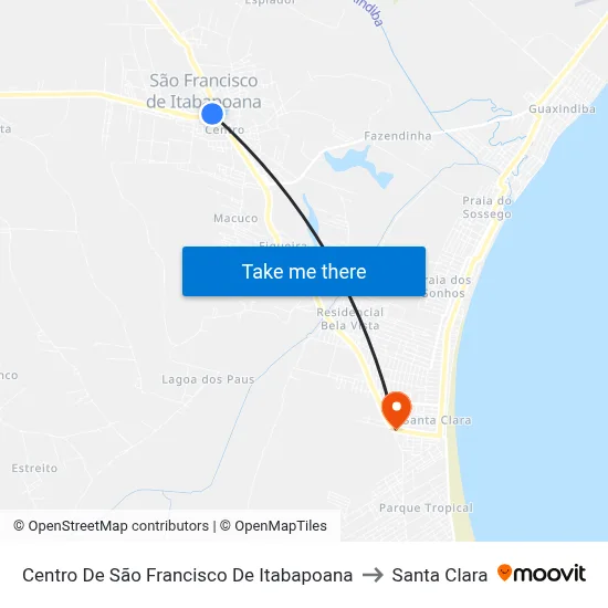 Centro De São Francisco De Itabapoana to Santa Clara map