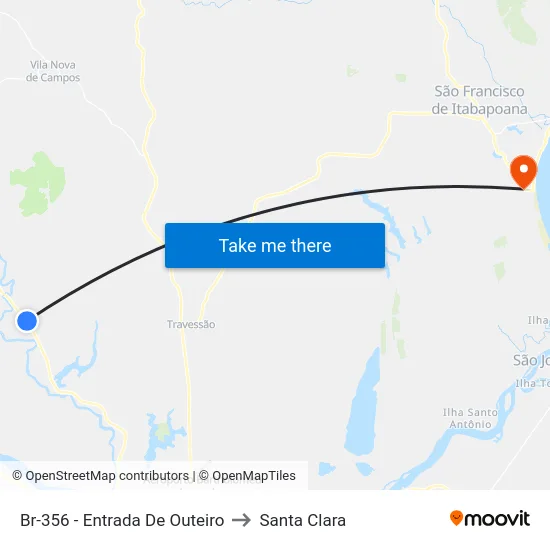 Br-356 - Entrada De Outeiro to Santa Clara map