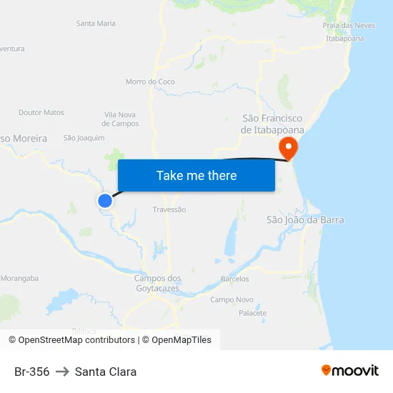 Br-356 to Santa Clara map