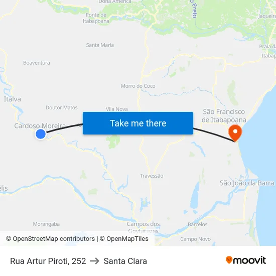 Rua Artur Piroti, 252 to Santa Clara map