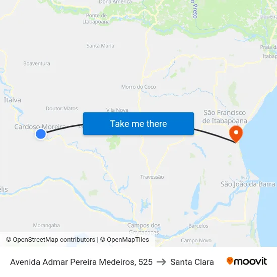 Avenida Admar Pereira Medeiros, 525 to Santa Clara map