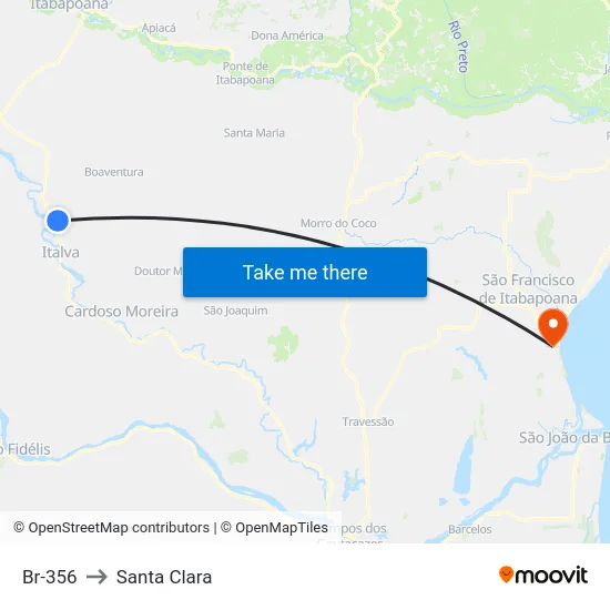 Br-356 to Santa Clara map