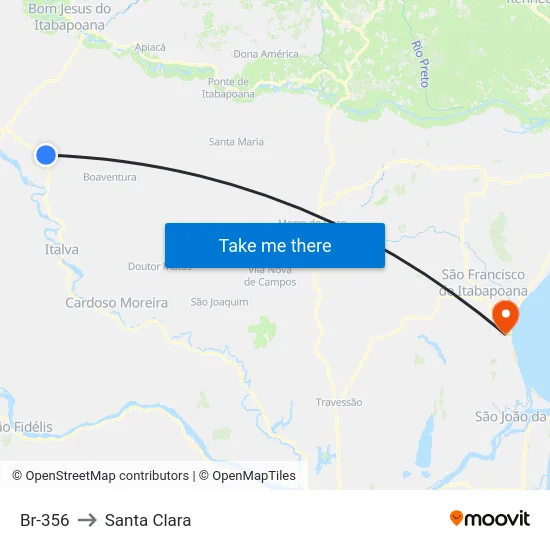 Br-356 to Santa Clara map
