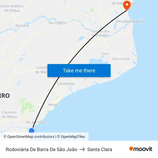 Rodoviária De Barra De São João to Santa Clara map