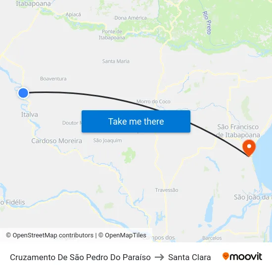 Cruzamento De São Pedro Do Paraíso to Santa Clara map