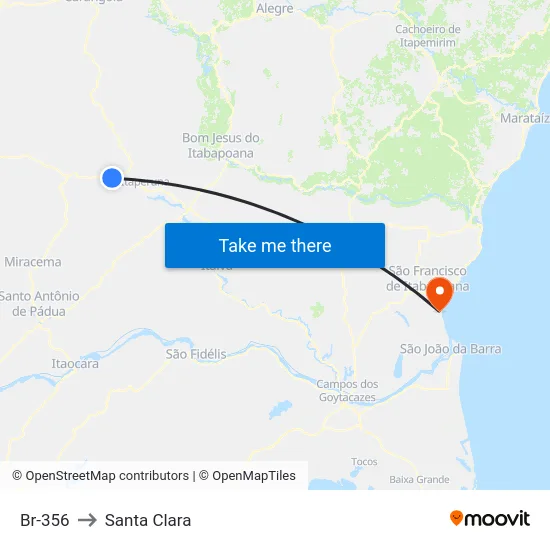 Br-356 to Santa Clara map
