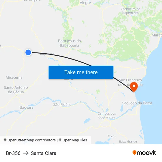 Br-356 to Santa Clara map