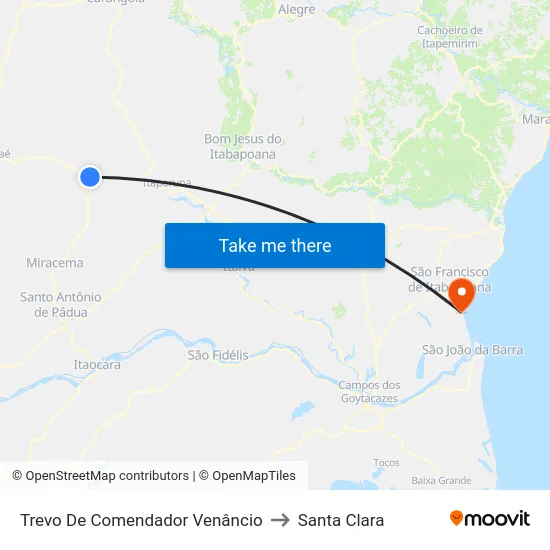 Trevo De Comendador Venâncio to Santa Clara map