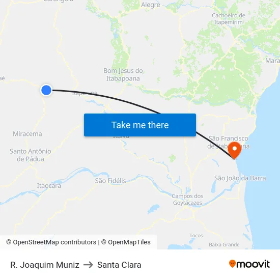 R. Joaquim Muniz to Santa Clara map