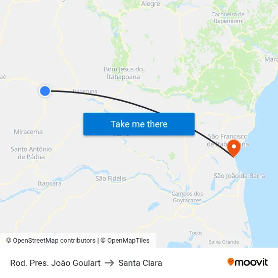 Rod. Pres. João Goulart to Santa Clara map