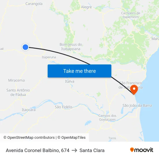 Avenida Coronel Balbino, 674 to Santa Clara map