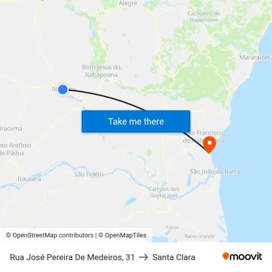 Rua José Pereira De Medeiros, 31 to Santa Clara map