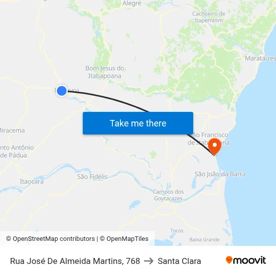 Rua José De Almeida Martins, 768 to Santa Clara map