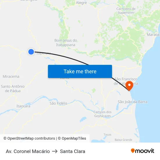 Av. Coronel Macário to Santa Clara map