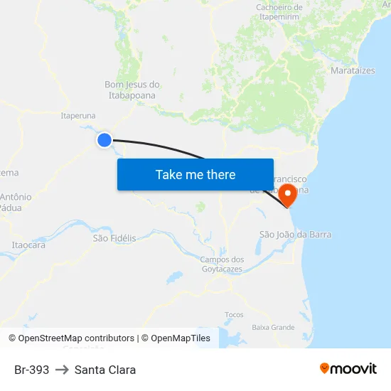 Br-393 to Santa Clara map