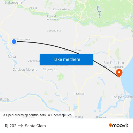 Rj-202 to Santa Clara map