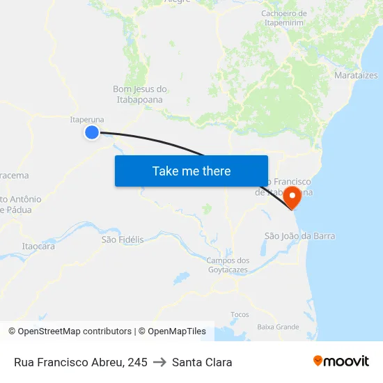 Rua Francisco Abreu, 245 to Santa Clara map