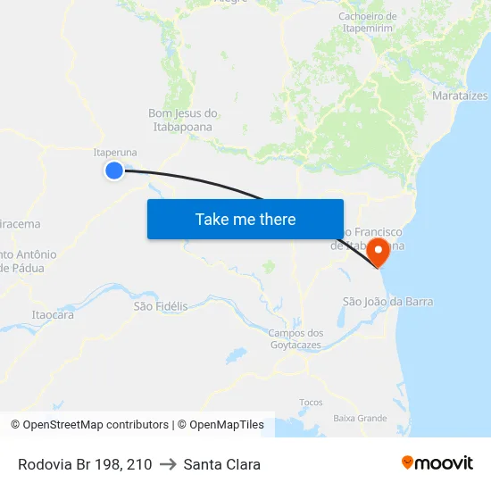 Rodovia Br 198, 210 to Santa Clara map