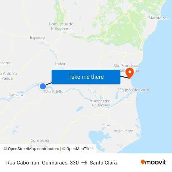 Rua Cabo Irani Guimarães, 330 to Santa Clara map