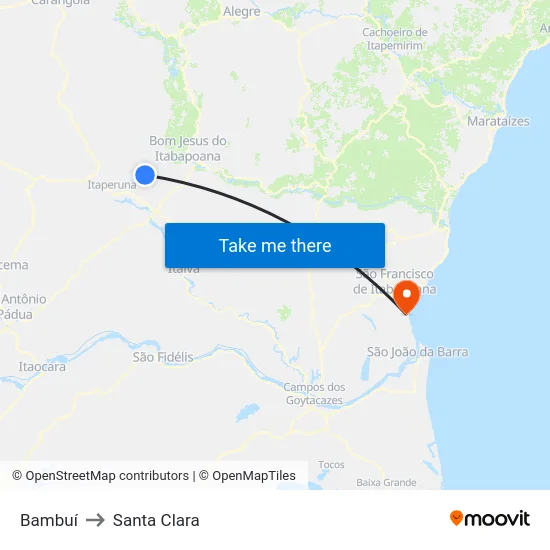 Bambuí to Santa Clara map