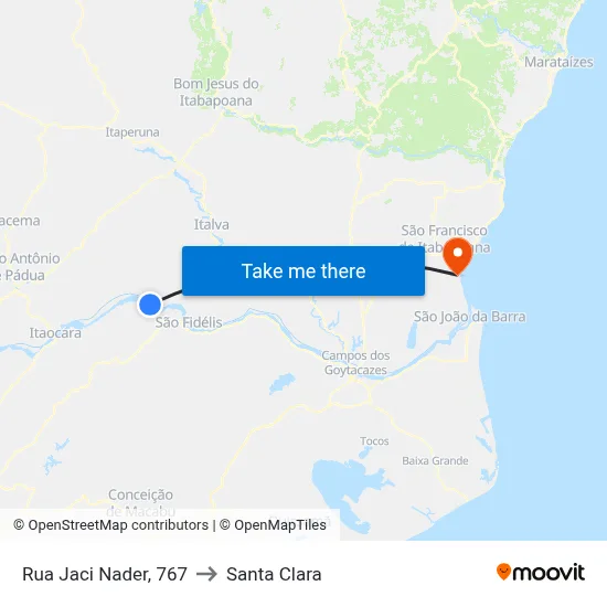 Rua Jaci Nader, 767 to Santa Clara map