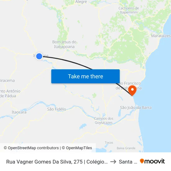 Rua Vagner Gomes Da Silva, 275 | Colégio Estadual Lions Clube to Santa Clara map