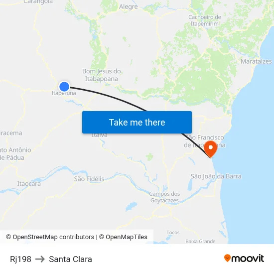 Rj198 to Santa Clara map