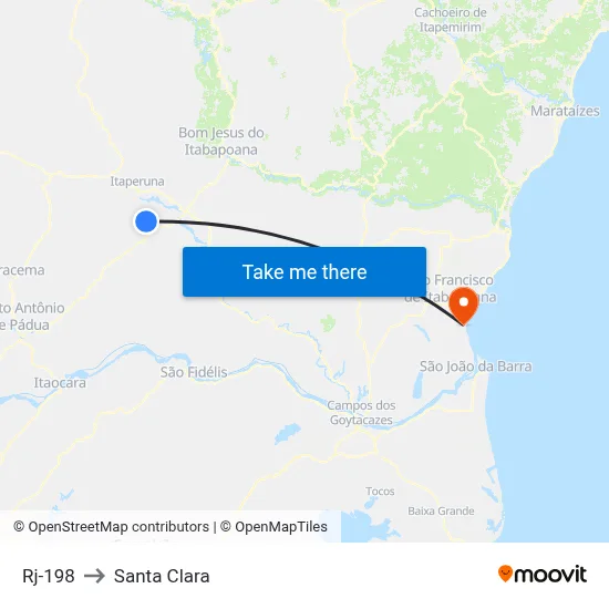 Rj-198 to Santa Clara map
